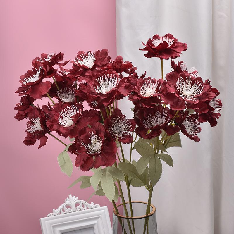 Fiori di peonia artificiale Bouquet di seta Piante finte per la decorazione domestica di nozze in porta