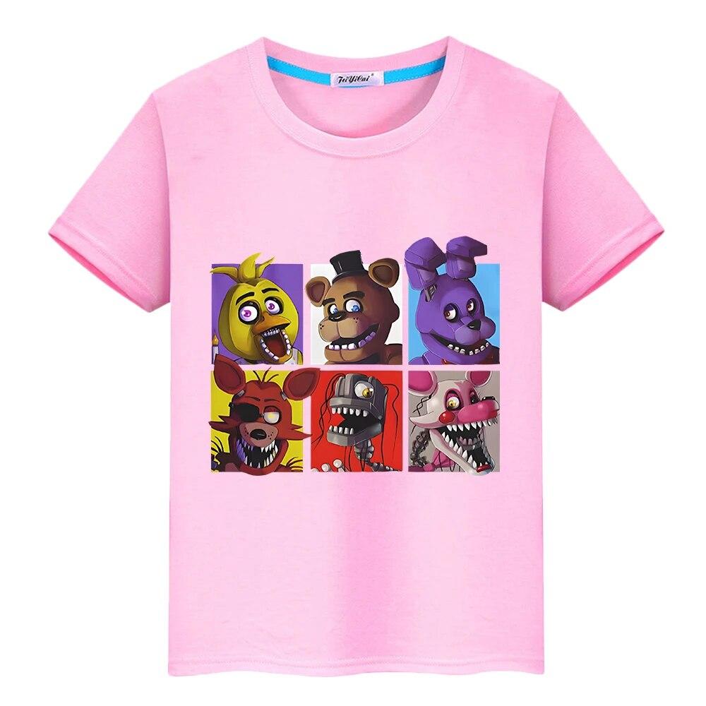 Letní tričko FNAF 100% bavlna Krátký kreslený potisk Anime Trička y2k jednodílné tričko Bear Rabbit pride chlapec Topy dětské oblečení dívky