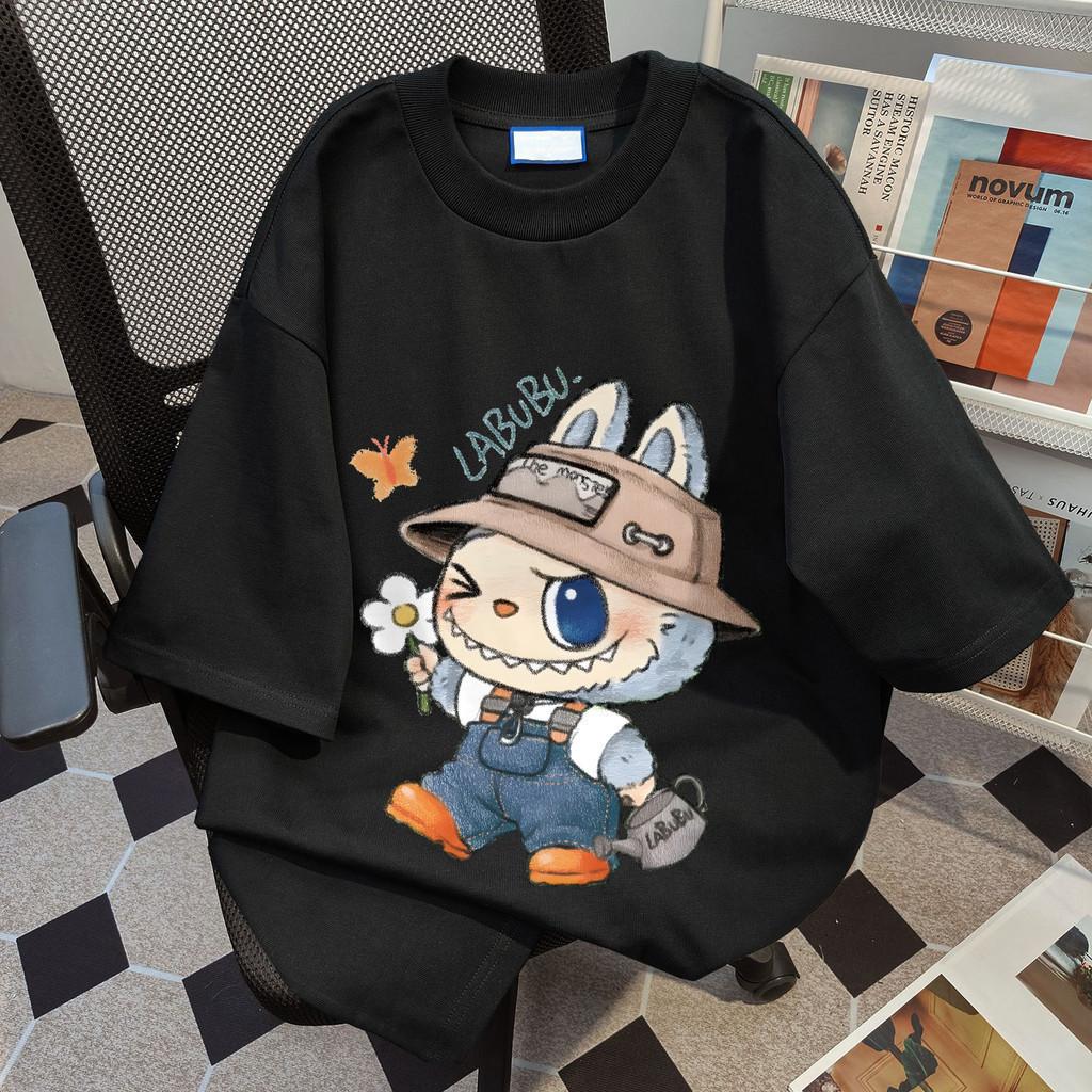 

Унисекс футболка с принтом LABUBU милая и удобная мультяшная летняя повседневная футболка 5XL