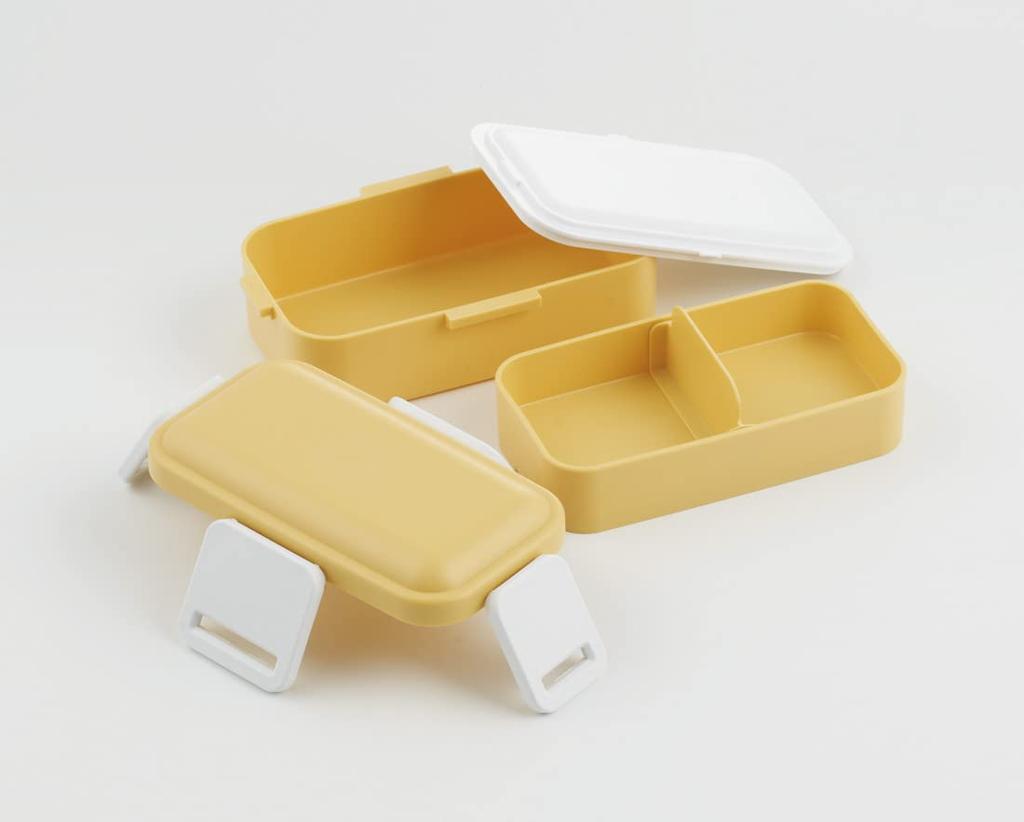 Skater Softly Serving Dome-Shaped Lid, Two-Tier Bento Box, 600ml, Dull Yellow, Made In Japan, PFLW4AG-A