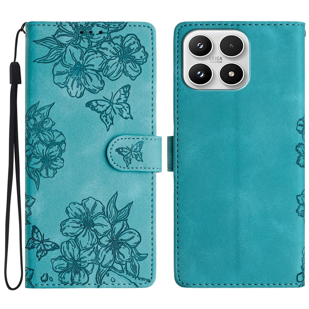 For Xiaomi 17 Case Butterfly Flower Pattern Skin-Touch Leather Phone Cover