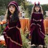 Halloween-Kostüm für Kinder, Retro-Hofstil-Vampir-Hexen-Outfit, Rotkäppchen, Europäischer Stil, langärmeliges mittelalterliches Kostüm