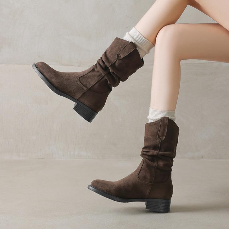 Medium boots children's summer new western cowboy high-heeled short boots Xinjiang travel pile boots women