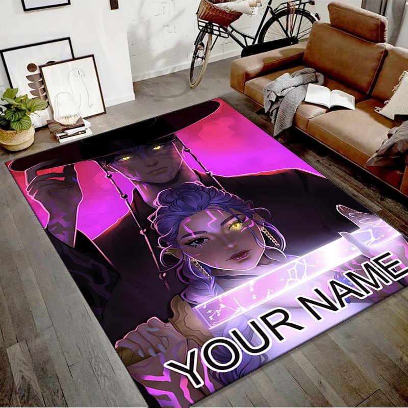 Custom KPop Demon Hunters Mat Personalized Name, Polyester Washable Indoor Entryway Rug, Gift for Christmas, Easter, Thanksgiving Day