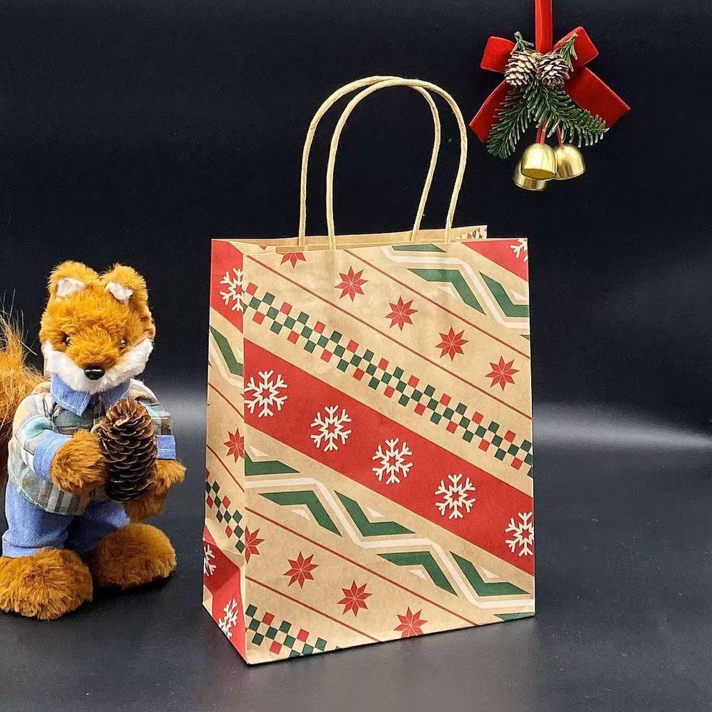 Grensoverschrijdende Kerst Kraftpapier Cadeauzak en Cadeaubox Handtas
