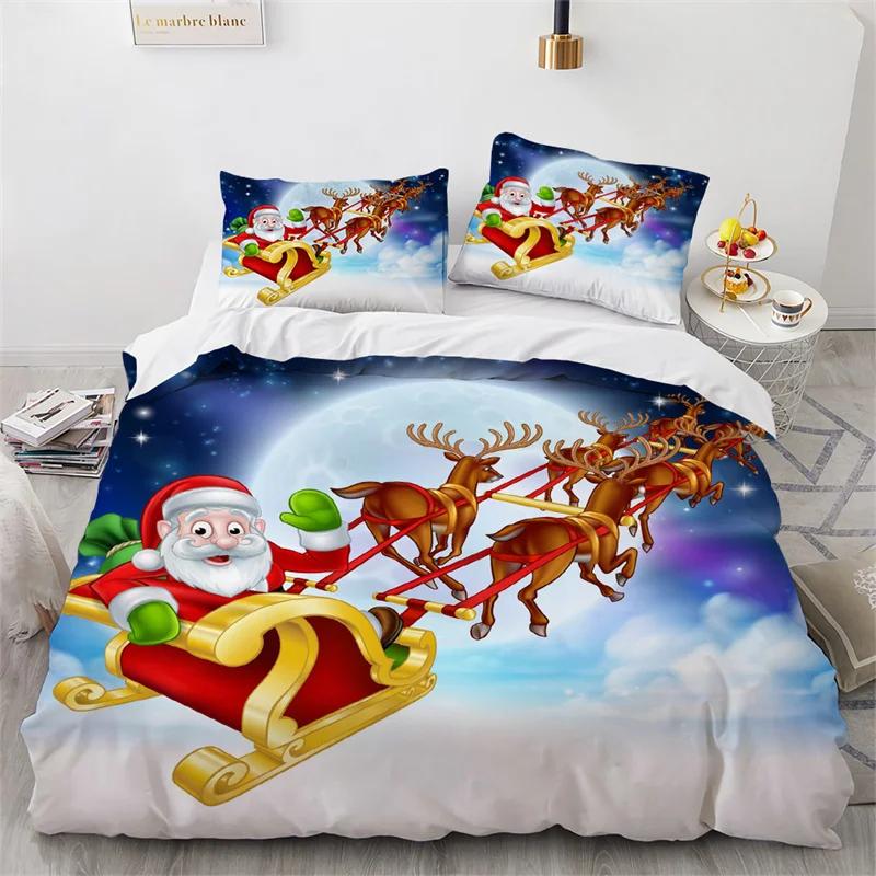 Cartoon Weihnachten Weihnachtsmann Bettwäsche Set Jungen Mädchen Twin Queen Size Bettbezug Kissenbezug Bett Kinder Erwachsene Home Textileextile