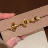 Real gold electroplated zircon tiger's eye stone oval open ring niche high-end index finger ring retro versatile jewelry