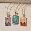 Sun Tarot Card Pendant Necklace - Gold-Plated Copper with Dandelion Design