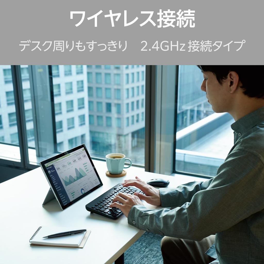 ELECOM Wireless Wireless Membrane Equipped with a Caps Lock Function Disable 5 Million Times Durable Compatible with Windows Black Keyboard, Type,