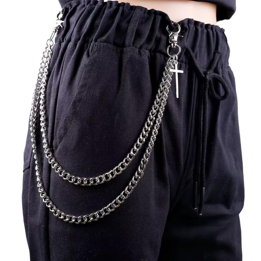 European and American punk hipster male hipster female cool metal trouser chain hip hop multi-layer chain cross decorative trouser chain