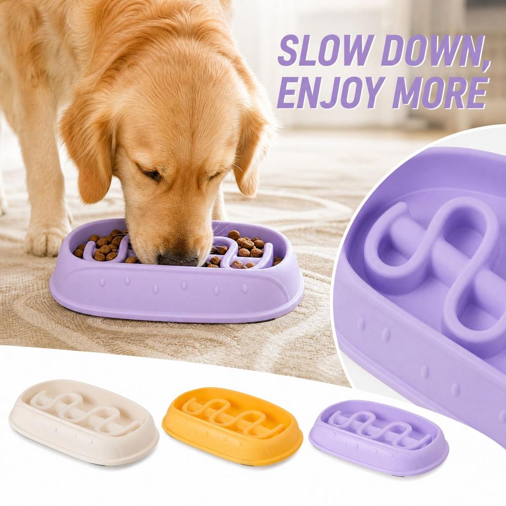 Pet Dog Slow Feeder Bowl with Hot Dog Design, Interactive Slow Eating Bowl for Dogs