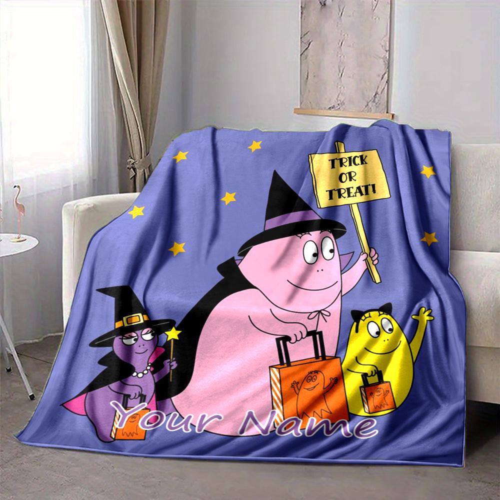Custom 1pc Barbapapa Anniversary Celebration Blanket, Soft And Comfortable Blanket, Casual Warm, Camping Travel Blanket, Birthday Gift Q9125