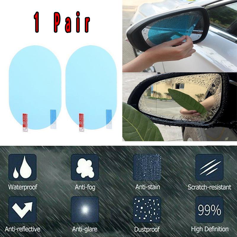 2Pcs Blue Oval Car Anti Fog Rainproof Car Rearview Mirror Protective Film 10x14.5cm Protector Film Auto Accessories Universal