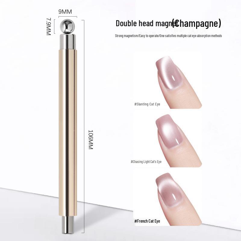 Магнитная ручка для гель-лака  Кошачий глаз  с двумя головками для нейл-арта