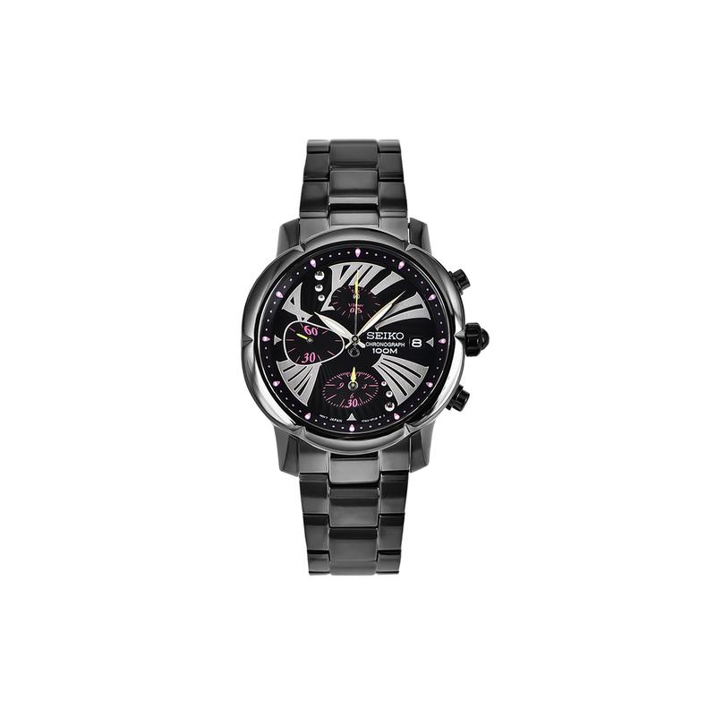 

SEIKO Waterproof 100 Meters Quartz Stainless Steel Ion Plating Strap 37.2mm Women s Watch Black Dial SNDY07P1
