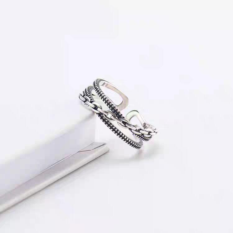 Posrebrzany wielowarstwowy pierścionek otwarty owinięty krzyżowo w stylu europejskim i amerykańskim dla kobiet