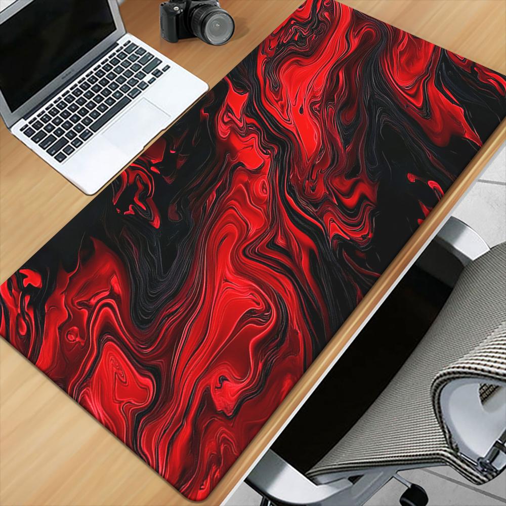 Black and Red Marble Pattern Mouse Pad Desk Mat Gaming Mats Rubber Anti-slip Durable Pc Accessories Keyboard Mouse Pads Maus Pad 300x600x2mm