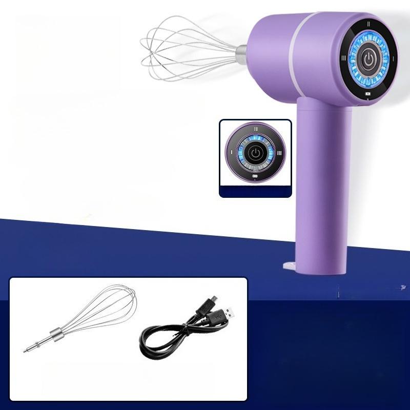 

Электрический венчик для яиц, ручной миксер, зарядка через USB-C, беспроводной венчик со съемными венчиками, 3 режима скорости, кухонный инструмент для выпечки, приготовления пищи Single stirring фиолетовый