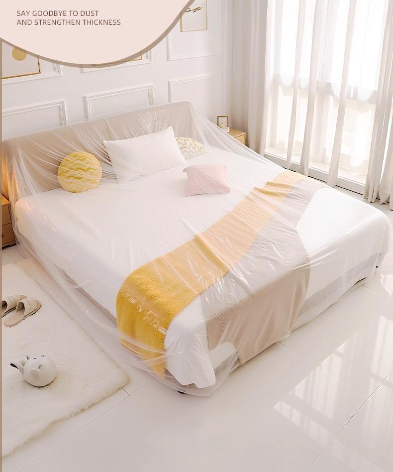 1 Pc Transparent PE Furniture Dust Cover - Elastic Drawstring Waterproof Full-Enclosure Disposable Cover