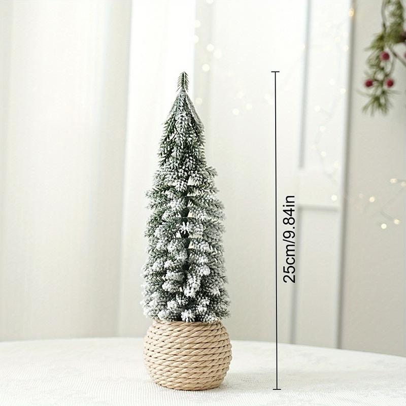 1PC Small Green Christmas Decor Plastic Christmas Tree Window Display Decor Flocked Artificial Christmas Tree