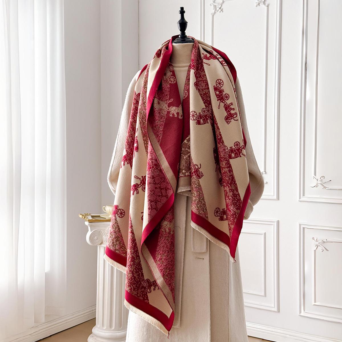 

Latest Design Winter Two-Sided Jacquard Cashmere Scarves High Quality Women Thicken Wrap Shawl Ladies Wool Pashmina Scarf