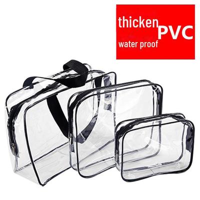 Borsa Trasparente per Articoli da Toeletta da Viaggio di Grande Capacità: Separazione Secco/Bagnato, Set Portatile in PVC a 3 Pezzi