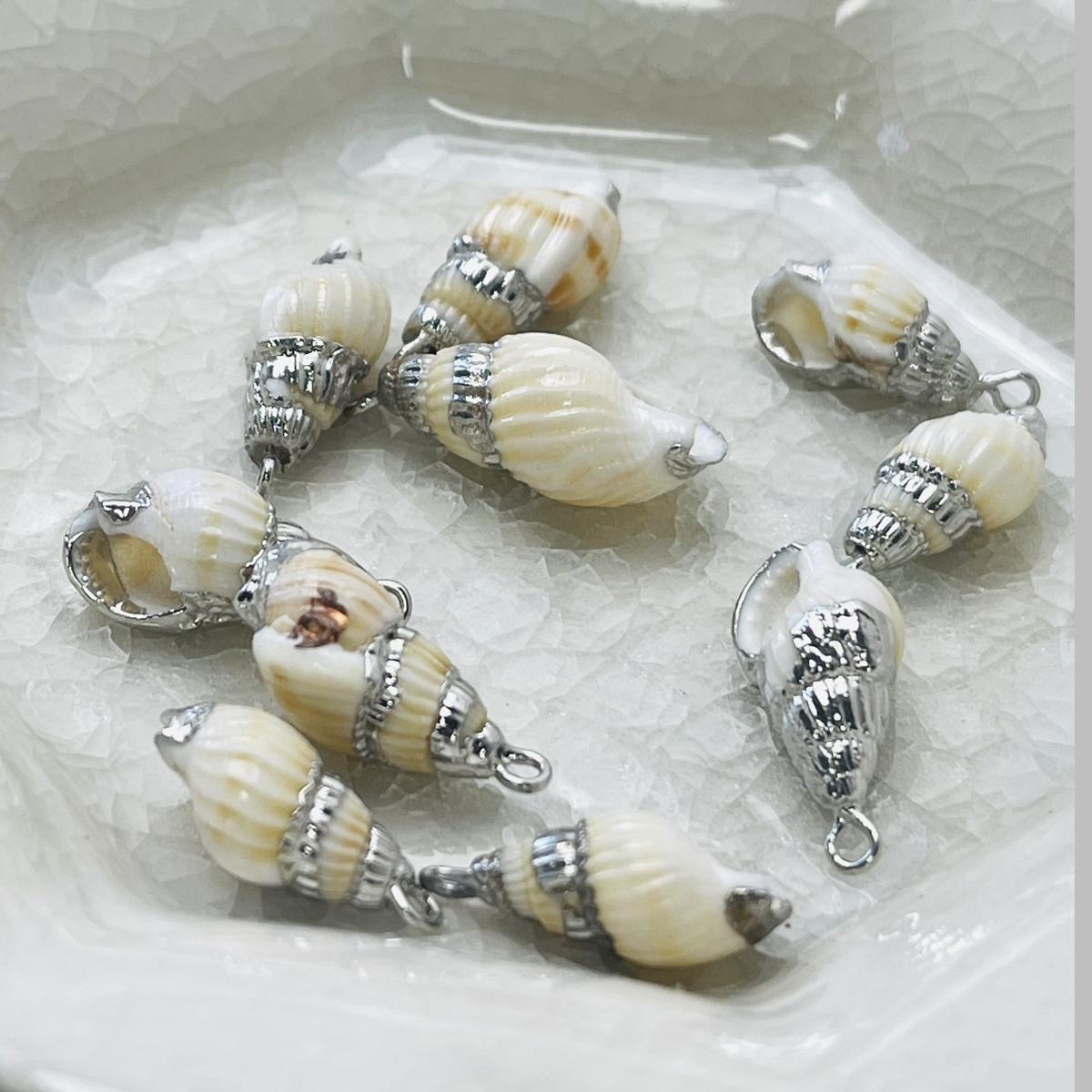 

10 шт., Натуральные раковины улиток, подвески-шармы с серебристым краем из цинкового сплава для DIY аксессуаров для ожерелий, креативное изготовление ювелирных изделий, женские мужские подарочные поделки оптом 10Pcs/8-12×21-25mm