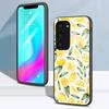 Fruit Lemon Phone Case For Samsung S26 S25 S24 FE S23 S22 S21 Plus S20 Ultra Note20Ultra Black Glass Cover