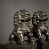 Lion Sculptures with Pedestal Antique Protector Statues ChineseStyle Sculpture for Collectors,
