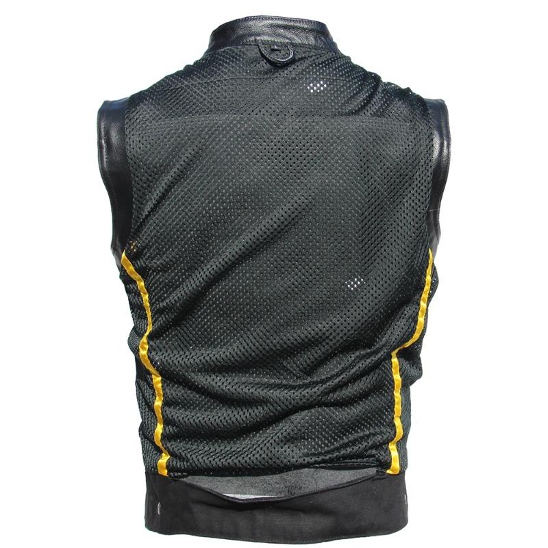 Chinese Size Motorcycle Vest Men Leather Sleeveless Jacket Real Cowhide Leather Club Riding Biker Vests M008