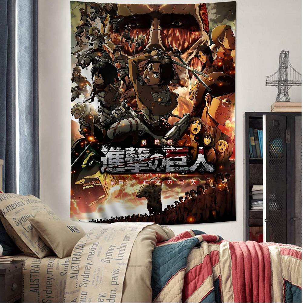 

Anime Attack On Titan Final Season Anime Tapestry Hippie Flower Wall Carpets Dorm Decor Wall Hanging Home Decor 50x70 cm