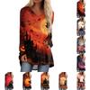 Women's Casual Long Sleeve V-Neck Print Mid-Length Tunic Top