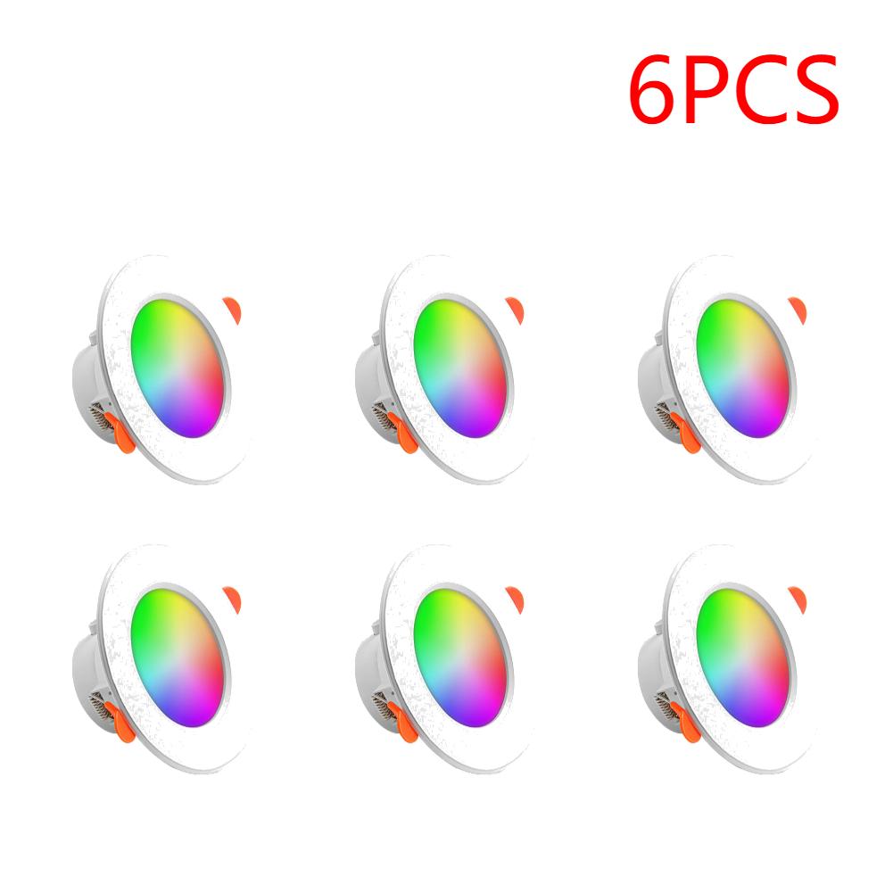 1-16PCS 10W Smart LED Downlight Bluetooth Ceiling Lamp RGB Recessed Round Light APP Remote Control for Google Alexa Home