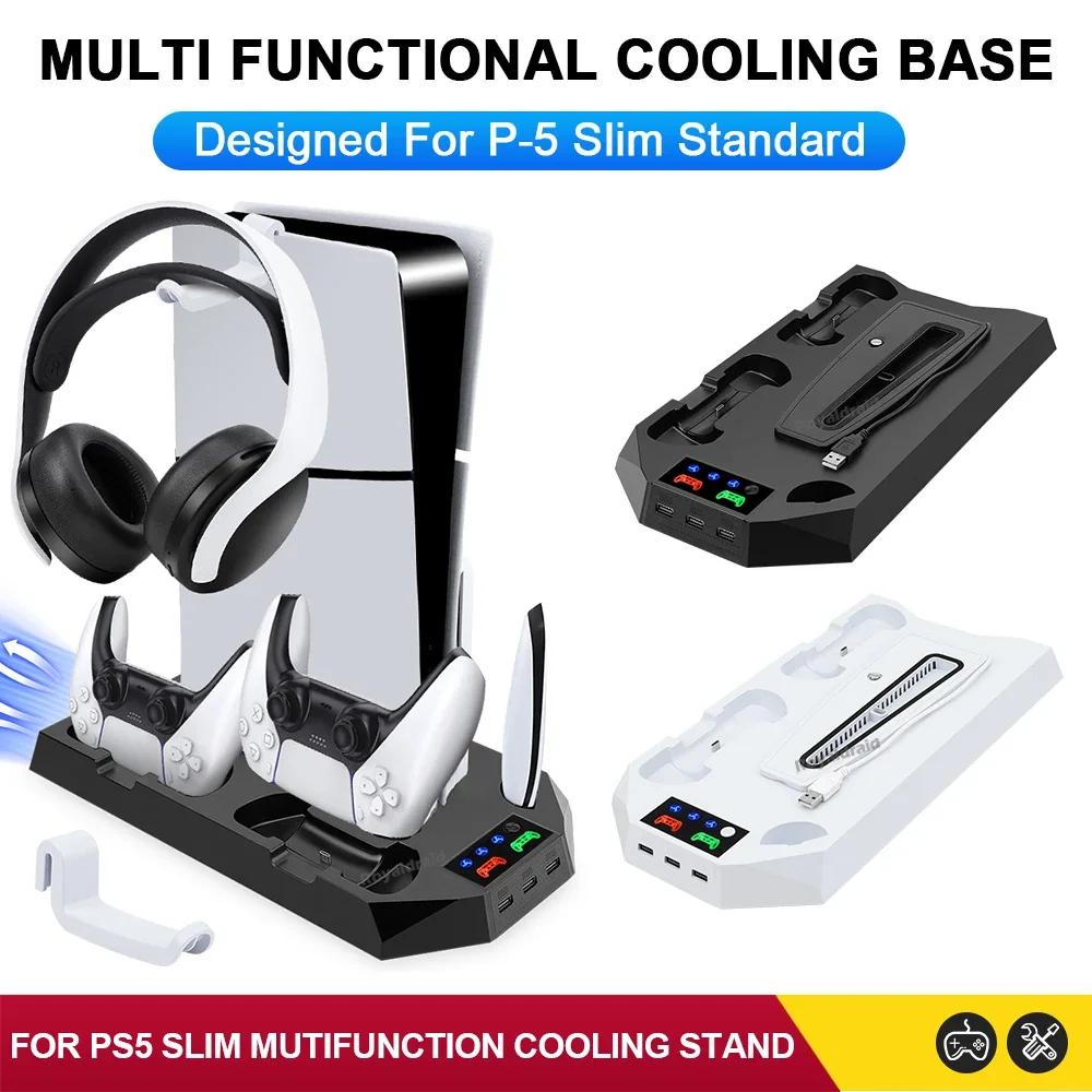 3 Mode Cooling Fan for PS5 Vertical Stand 2 Controller Charging Dock for PS5 Slim Disc Digital Edition