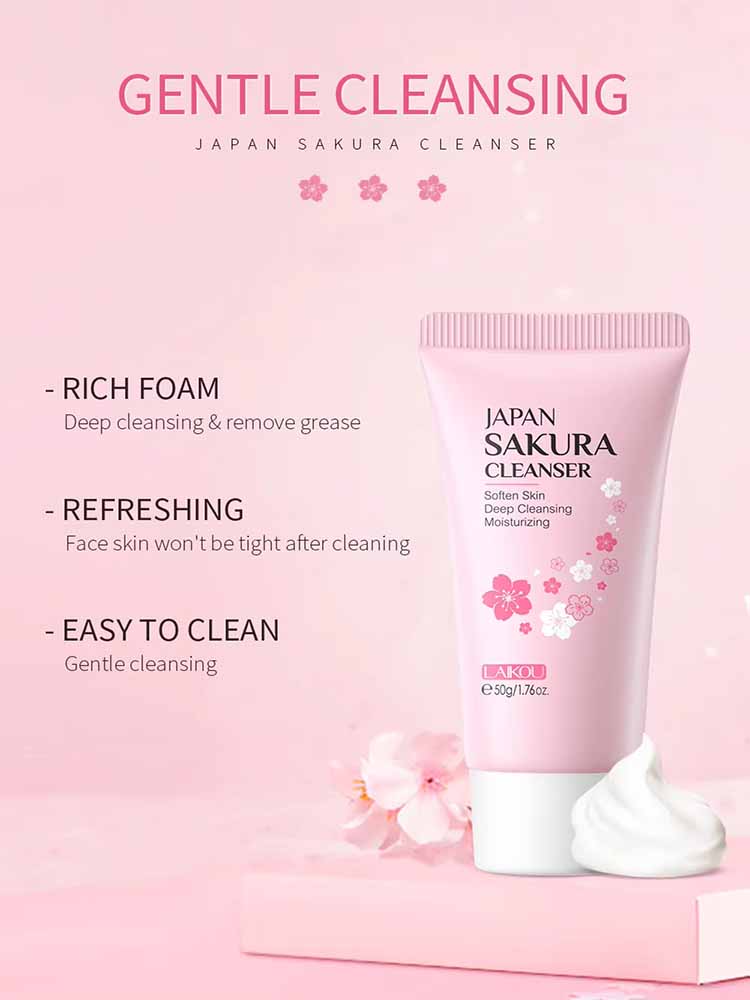 LAIKOU Facial Cleanser Foam Face Wash Remove Blackhead Moisturizing Shrink Pores Deep Cleaning Oil Control Skin Care 50g