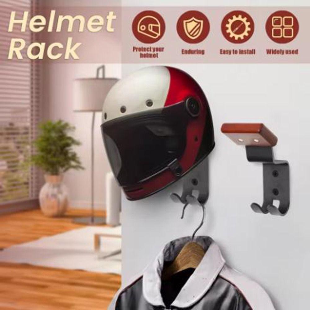 Carbon Steel Motorcycle Helmet Display Stand Dual Hook Safety Hat Rack  Sports Gears