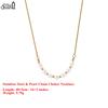 EFFIE QUEEN Stainless Steel 18k Gold Oval Pearl Chain Choker Necklace Natural Jewelry for Women Wedding Party Banquet STPN04