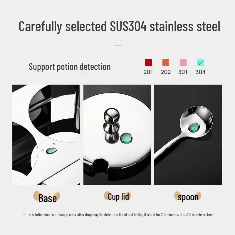 3-Piece Stainless Steel & Glass Kitchen Spice Jar Set