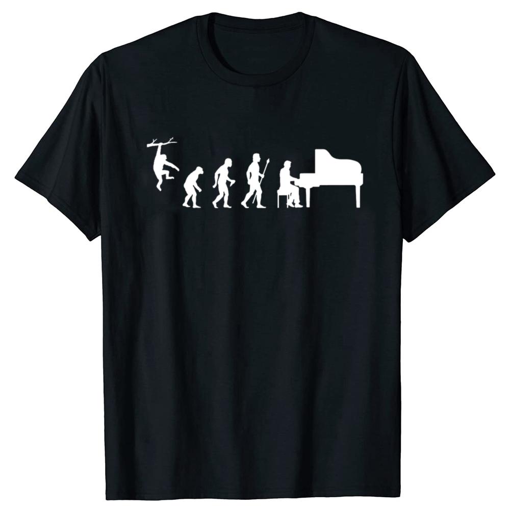Funny Evolution T Shirt Pianist Piano Instrument Summer Graphic Streetwear Short Sleeve Birthday Gifts T-shirt Mens Clothing