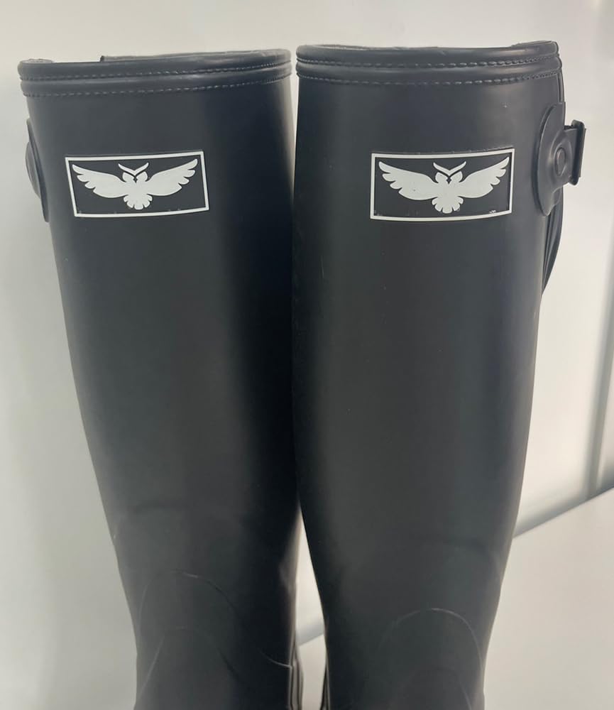 Rain made in ripple side outdoor FISH large [NR] boots, Japan, waterproof, anti-slip, sole, belt, fashion, OWL, black,