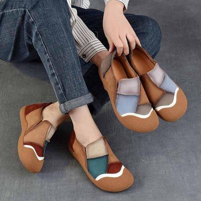 Genuine Leather Soft Soled Loafers Versatile Casual Mixed Colors Women's Slip-on Shoes