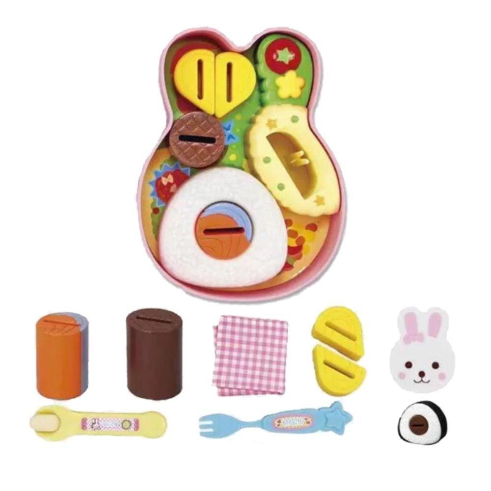 Rabbit Shape Food Feeding Toy Pretend Play Simulation Model Lunch Box Pudding Toy Role Play Kawaii Play House Toys Kids Toy
