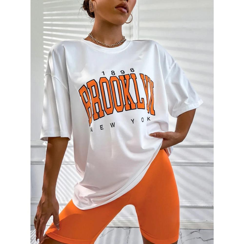 

Женская футболка 1898 Brooklyn York, топы с буквенным принтом, черная футболка, женская летняя футболка, футболка с рисунком 90-х годов, женские милые топы, футболка S