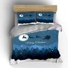 Santa Sleigh and Reindeer Scene Bedding Duvet Cover Set Duvet Cover Pillowcases  (1*Duvet Cover 2*Pillowcases, Without Duvet Insert)