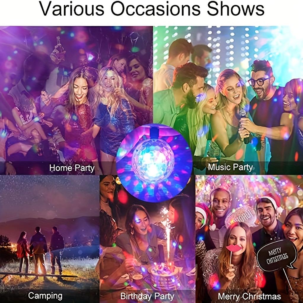 RGB Disco Ball Light USB Powered 360 Rotating Multi-Color Stage Lamp Tabletop Flashing Party Light ABS Body