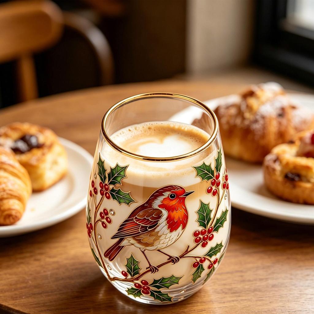Glass Tea Cup Decorative Portable Glass Aesthetic Teacup Hummingbird Wine Cup for Women Men Family Beverage Indoor Kitchen Table