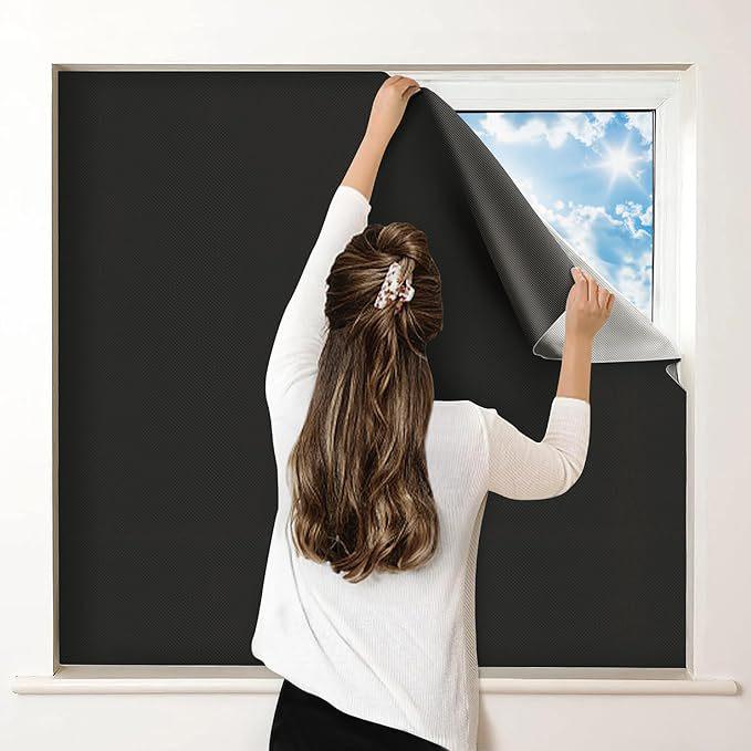 Portable No-Drill Silver-Coated Blackout Travel Curtain (Full Blackout, Oxford Cloth) 50*148cm