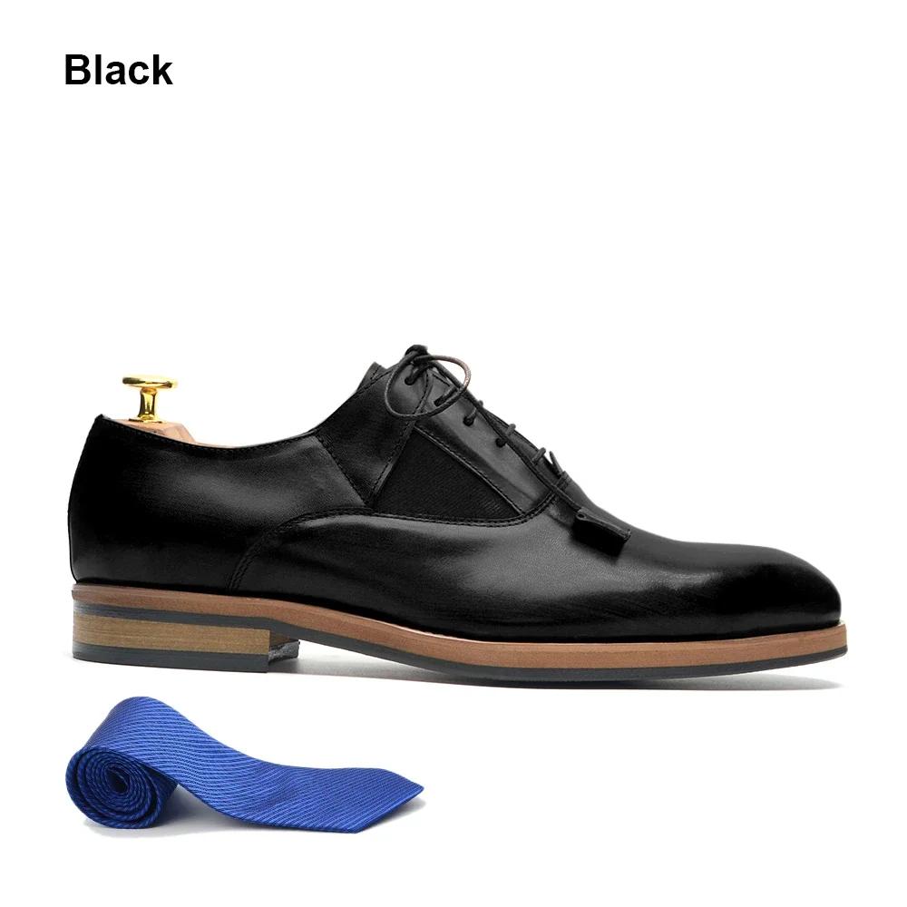 

Роскошный бренд Оригинальная коровья кожа Натуральная кожа Мужские оксфорды Туфли для платья На шнуровке С простым носком Ручной работы Свадебные Деловые туфли для мужчин 38