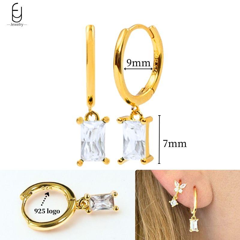 925 Silver Ear Needle White Crystal Gold Earrings for Women Luxury Water drop/Heart/Flower Pendant Earring Fine Jewelry