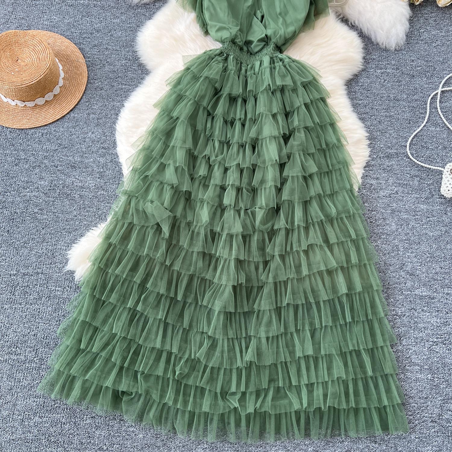 Винтажное базовое платье с круглым вырезом и коротким рукавом — фото 9